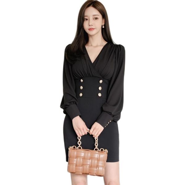 high waist women autumn pencil dress office lady lantern sleeve double breasted elegant ol evening party mini dresses t7468 casual, Black;gray
high waist women autumn pencil dress office lady lantern sleeve double breasted elegant ol evening party mini dresses t7468 casual, Black;gray