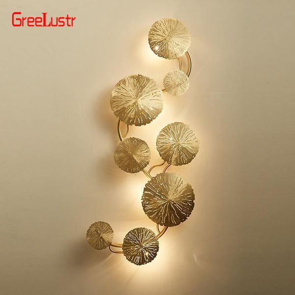 postmodern luxury lotus leaf design wall light fixture copper background bedside lamp art decor home lighting sconces
postmodern luxury lotus leaf design wall light fixture copper background bedside lamp art decor home lighting sconces