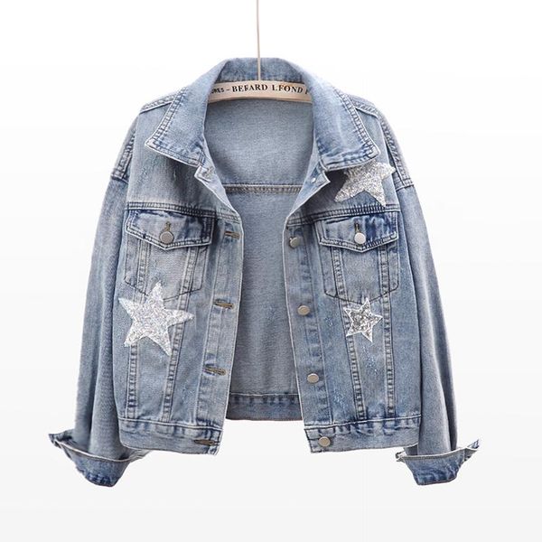 women's jackets 2021 luxury fashion korean diamond streetwear denim jacket women blue loose pocket female outwear spring jean, Black;brown
women's jackets 2021 luxury fashion korean diamond streetwear denim jacket women blue loose pocket female outwear spring jean, Black;brown