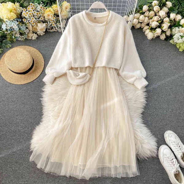 two piece dress women fashion chic sweet korean short sweater + sleeveless gauze two-piece sets q013 7im8, White
two piece dress women fashion chic sweet korean short sweater + sleeveless gauze two-piece sets q013 7im8, White