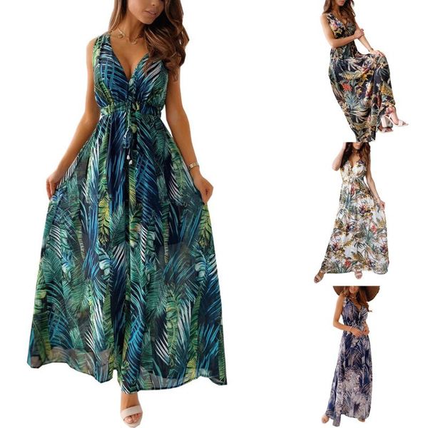 casual dresses women summer sleeveless holiday dress backless leaf print v-neck chiffon loose sundress elegant beach vestdiso maxi, Black;gray
casual dresses women summer sleeveless holiday dress backless leaf print v-neck chiffon loose sundress elegant beach vestdiso maxi, Black;gray