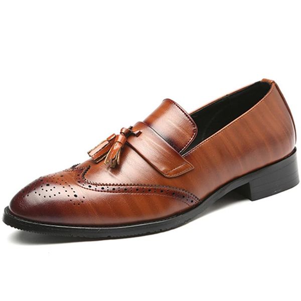 dress shoes men leather design brand classic tassel brogue mans footwear formal bullock big size 37-48, Black
dress shoes men leather design brand classic tassel brogue mans footwear formal bullock big size 37-48, Black