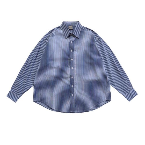 men's casual shirts vertical stripes long sleeved shirt mens streetwear loose pinstripe lapel men, White;black
men's casual shirts vertical stripes long sleeved shirt mens streetwear loose pinstripe lapel men, White;black