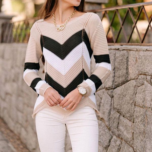 women's sweaters ladies casual autumn winter v neck stripe contrast color loose knitted pullovers female streetwear warm sweater, White;black
women's sweaters ladies casual autumn winter v neck stripe contrast color loose knitted pullovers female streetwear warm sweater, White;black