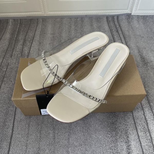 slippers zar summer transparent pvc bright rhinestone middle heel muller square head thick sandals and women, Black
slippers zar summer transparent pvc bright rhinestone middle heel muller square head thick sandals and women, Black