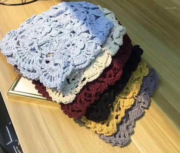 berets 2021 autumn women's hand knitted retro hollow beret fashion cotton breathable hat fits all, Blue;gray
berets 2021 autumn women's hand knitted retro hollow beret fashion cotton breathable hat fits all, Blue;gray