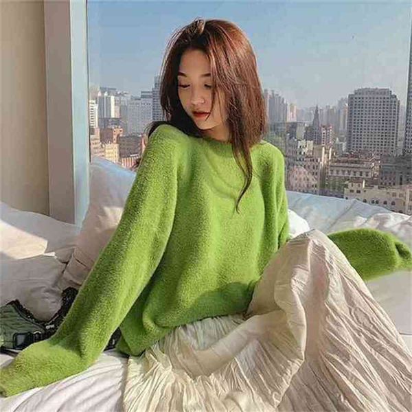fashion round neck solid color knitted sweater women long sleeve lazy wind sweet simple elastic bottoming female spring 210427, White;black
fashion round neck solid color knitted sweater women long sleeve lazy wind sweet simple elastic bottoming female spring 210427, White;black