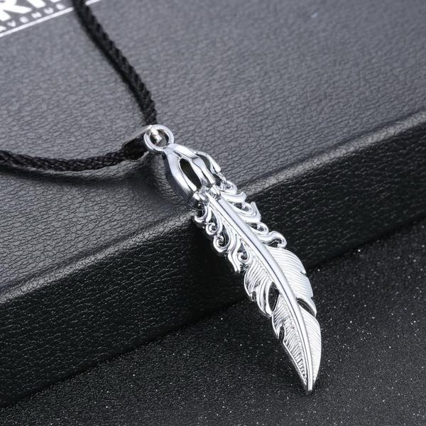 pendant necklaces rinhoo vintage feather necklace women men stainless steel jewelry adjustable leather chain party banquet gift, Silver
pendant necklaces rinhoo vintage feather necklace women men stainless steel jewelry adjustable leather chain party banquet gift, Silver