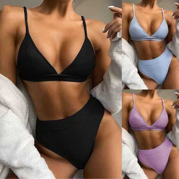 juntong 2021 bikini fashion triangle bag solid high waist women's swimsuit, White;black
juntong 2021 bikini fashion triangle bag solid high waist women's swimsuit, White;black