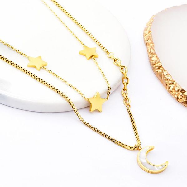 pendant necklaces meyrroyu stainless steel gold color star moon for women double layer choker 2021 trendy party fashion gift jewelry, Silver
pendant necklaces meyrroyu stainless steel gold color star moon for women double layer choker 2021 trendy party fashion gift jewelry, Silver