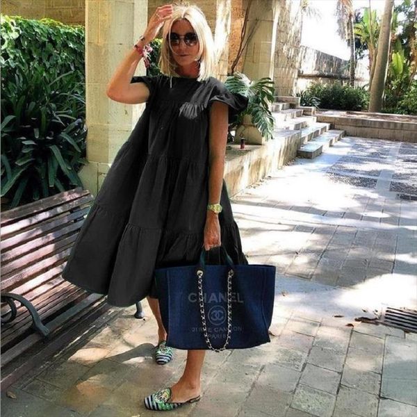 loose large size summer women dress short sleeve big swing knee length casual beach solid color thin 3xl, Black;gray
loose large size summer women dress short sleeve big swing knee length casual beach solid color thin 3xl, Black;gray