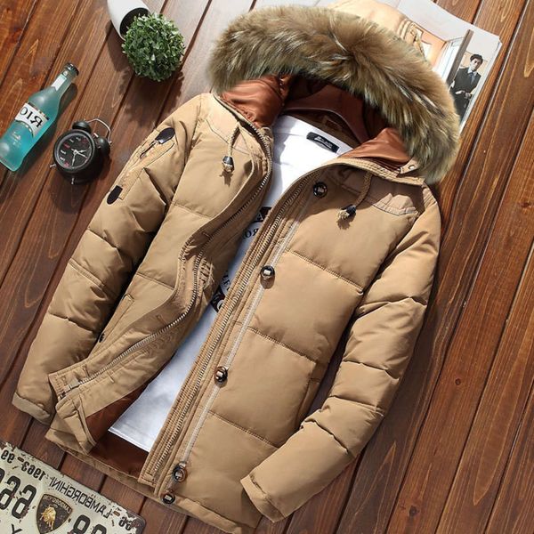 & parkas winter men's thick hooded jacket outdoor mens solid color white duck down hiking coat with fur collar waterproof warm coats rm, Black
& parkas winter men's thick hooded jacket outdoor mens solid color white duck down hiking coat with fur collar waterproof warm coats rm, Black