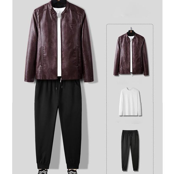 men's tracksuits spring autumn sweat suit set tracksuit men outfit pu leahter jacket t-shirt pants outdoor sport wear, Gray
men's tracksuits spring autumn sweat suit set tracksuit men outfit pu leahter jacket t-shirt pants outdoor sport wear, Gray