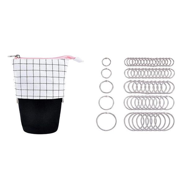 pencil bags 100pcs nickel plated book loose leaf binder rings paper & 1 pcs holder transformer pen box
pencil bags 100pcs nickel plated book loose leaf binder rings paper & 1 pcs holder transformer pen box