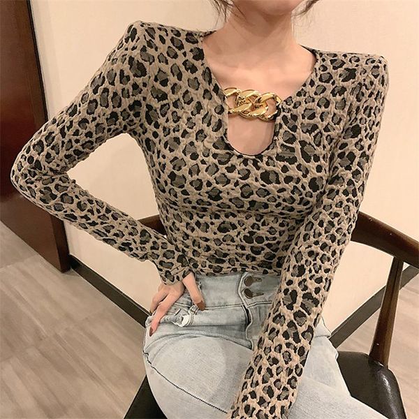 women's t-shirt rugod2021 spring chain leopard print slim-fit shirt basic outgoing elegant fashion termperament, White
women's t-shirt rugod2021 spring chain leopard print slim-fit shirt basic outgoing elegant fashion termperament, White