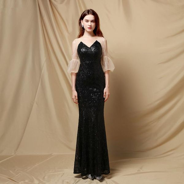 party dresses fashion elegant half sleeve bling sequins mermaid full length banquet cocktail prom gowns lady v neck brides robes, White;black
party dresses fashion elegant half sleeve bling sequins mermaid full length banquet cocktail prom gowns lady v neck brides robes, White;black