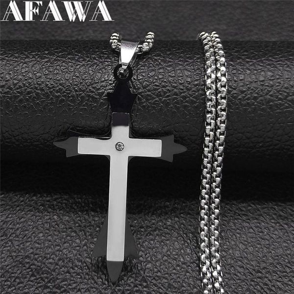 pendant necklaces christian cross crystal stainless steel necklace religious belief black color statement men jewelry bijoux n9527s05, Silver
pendant necklaces christian cross crystal stainless steel necklace religious belief black color statement men jewelry bijoux n9527s05, Silver