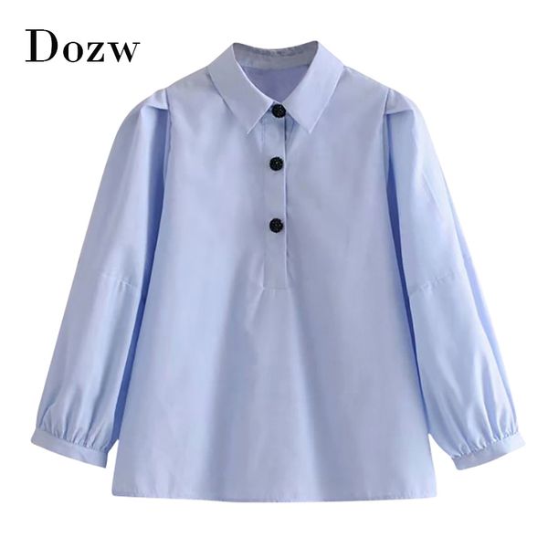 women loose casual blue shirt blouses fashion beading button puff sleeve blouse turn down collar solid office shirts 210414, White
women loose casual blue shirt blouses fashion beading button puff sleeve blouse turn down collar solid office shirts 210414, White