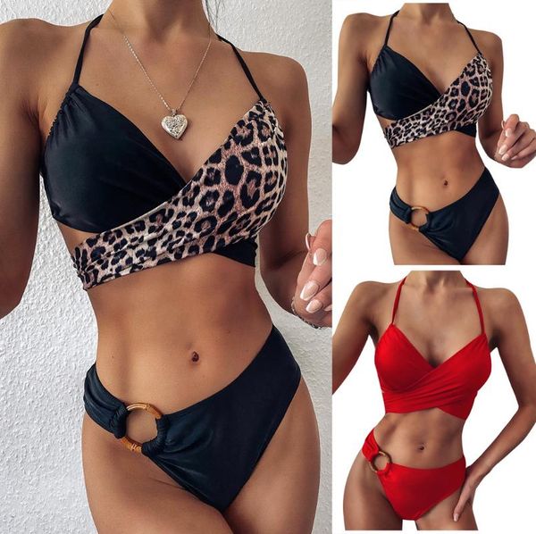 women's swimwear low waist bikini leopard patchwork swimsuit women 2021 print halter push up bathing suit, White;black
women's swimwear low waist bikini leopard patchwork swimsuit women 2021 print halter push up bathing suit, White;black