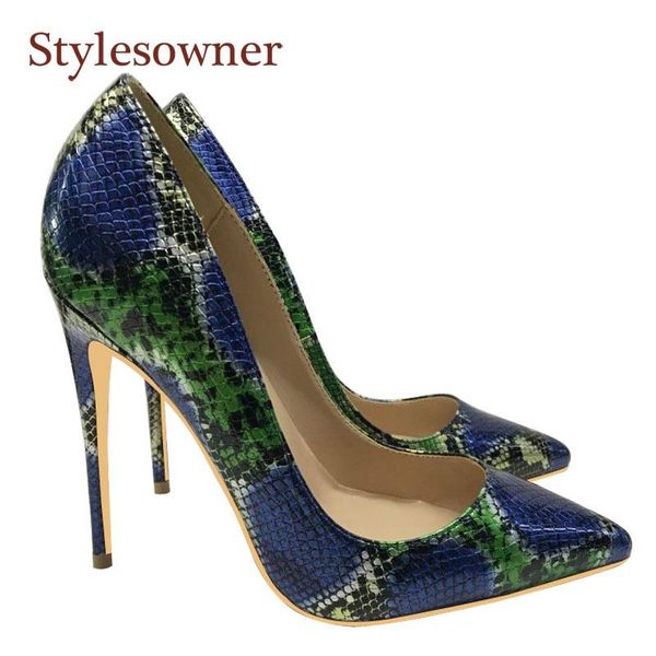 dress shoes green snake pattern color matching high heel female pointed stiletto 12cm temperament mix fashion, Black
dress shoes green snake pattern color matching high heel female pointed stiletto 12cm temperament mix fashion, Black