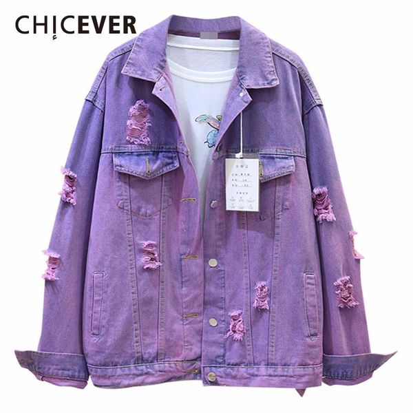 women's jackets chicever korean denim jacket women lapel collar long sleeve pocket casual hole coats for female 2021 spring summer fash, Black;brown
women's jackets chicever korean denim jacket women lapel collar long sleeve pocket casual hole coats for female 2021 spring summer fash, Black;brown