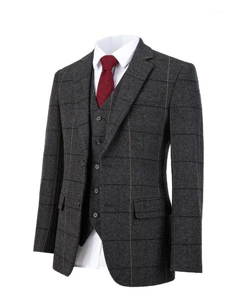 men's suits & blazers (jacket+pants+vest) winter tweed dark grey plaid vintage male formal clothes 3 piece for man 2021 groomsman weddi, White;black
men's suits & blazers (jacket+pants+vest) winter tweed dark grey plaid vintage male formal clothes 3 piece for man 2021 groomsman weddi, White;black