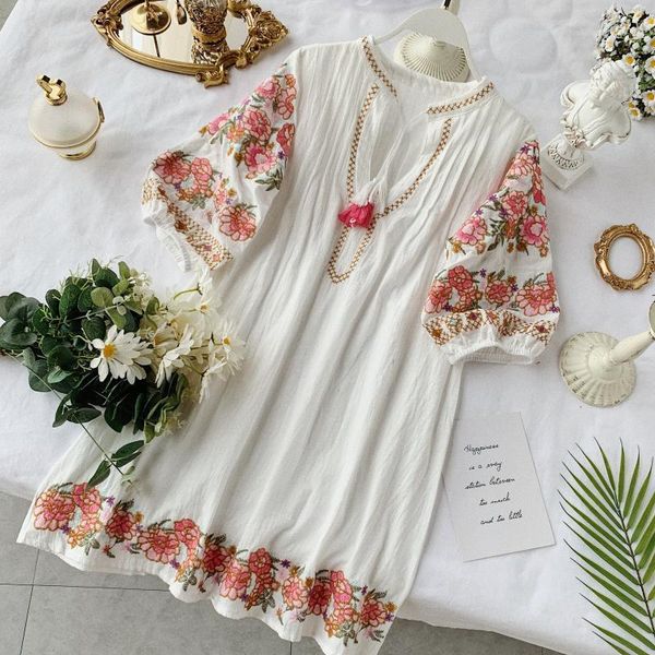womens dress mini for women floral embroidery a line v neck cotton bohemian dresses and linen summer, Black;gray
womens dress mini for women floral embroidery a line v neck cotton bohemian dresses and linen summer, Black;gray