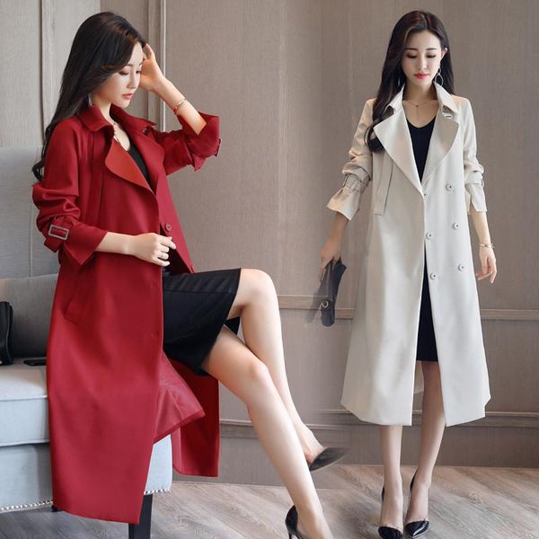 women's trench coats 2021 long coat for women spring autumn with belt casual windbreaker female elegant overcoat business outerwear m17, Tan;black 
women's trench coats 2021 long coat for women spring autumn with belt casual windbreaker female elegant overcoat business outerwear m17, Tan;black