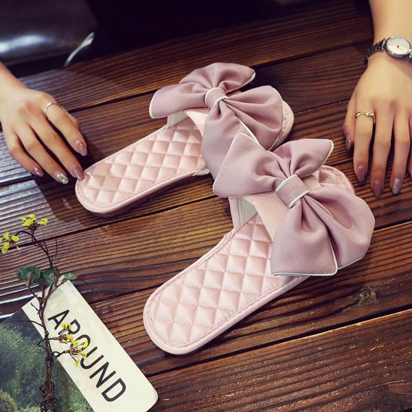 slippers women's indoor silk bow tie light flat shoes open toe household house fashion lovely, Black
slippers women's indoor silk bow tie light flat shoes open toe household house fashion lovely, Black