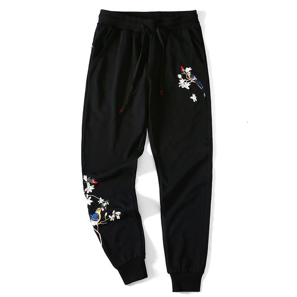 men's lyprerazy man casual hip streetwear trousers cotton lace up harajuku men chinese bird flower embroidery pants, Black
men's lyprerazy man casual hip streetwear trousers cotton lace up harajuku men chinese bird flower embroidery pants, Black