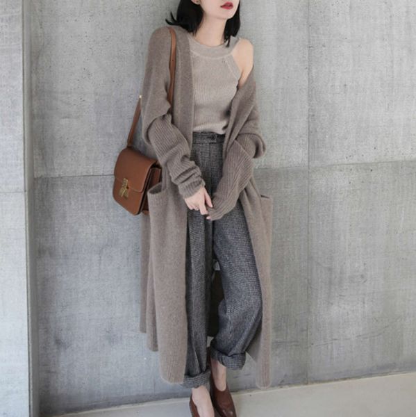 autumn and winter medium long coat fashion knitted cardigan wind v-neck sweater coat, White;black
autumn and winter medium long coat fashion knitted cardigan wind v-neck sweater coat, White;black