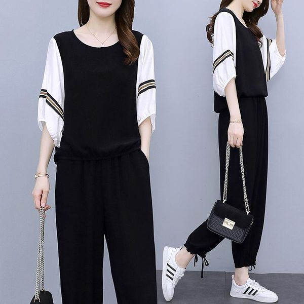 women's two piece pants large size summer loose casual fashion suit temperament set ensemble femme survetement costumes for women, White
women's two piece pants large size summer loose casual fashion suit temperament set ensemble femme survetement costumes for women, White