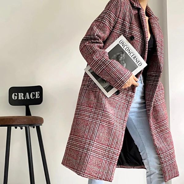 women's jackets xikom 2021 women plaid turndown collar long sleeve double breasted slim coat female vintage sweet style outerwear, Black;brown
women's jackets xikom 2021 women plaid turndown collar long sleeve double breasted slim coat female vintage sweet style outerwear, Black;brown