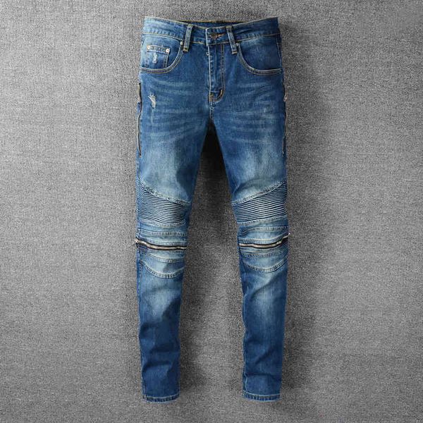 jeans fashion streetwear men jeans elastic slim fit retro blue spliced designer denim punk trousers hip hop biker pants
jeans fashion streetwear men jeans elastic slim fit retro blue spliced designer denim punk trousers hip hop biker pants