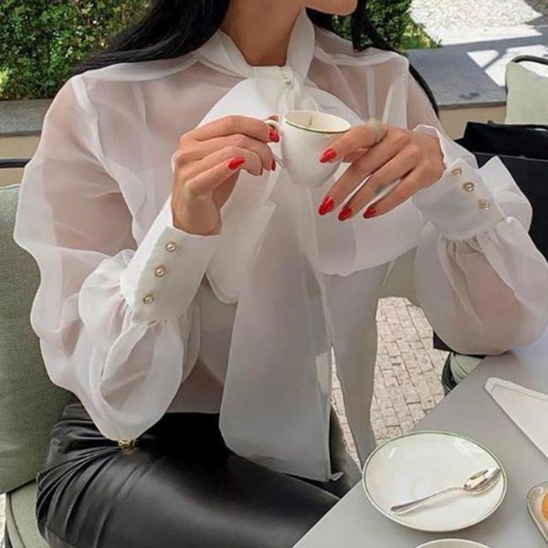 ladies plus size long sleeve t-shirt lace up transparent shirts blouse women's blouses &, White
ladies plus size long sleeve t-shirt lace up transparent shirts blouse women's blouses &, White
