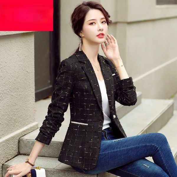 women's suits & blazers fashion autumn women plaid and jackets work office lady suit slim single button business female blazer coat x25, White;black
women's suits & blazers fashion autumn women plaid and jackets work office lady suit slim single button business female blazer coat x25, White;black