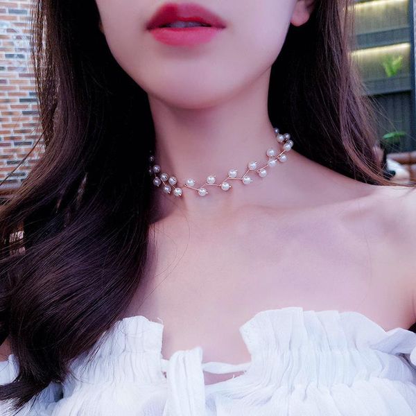chokers simple handmade imitation pearls chain choker neckband short necklace fashion jewelry collar necklaces for women, Golden;silver
chokers simple handmade imitation pearls chain choker neckband short necklace fashion jewelry collar necklaces for women, Golden;silver