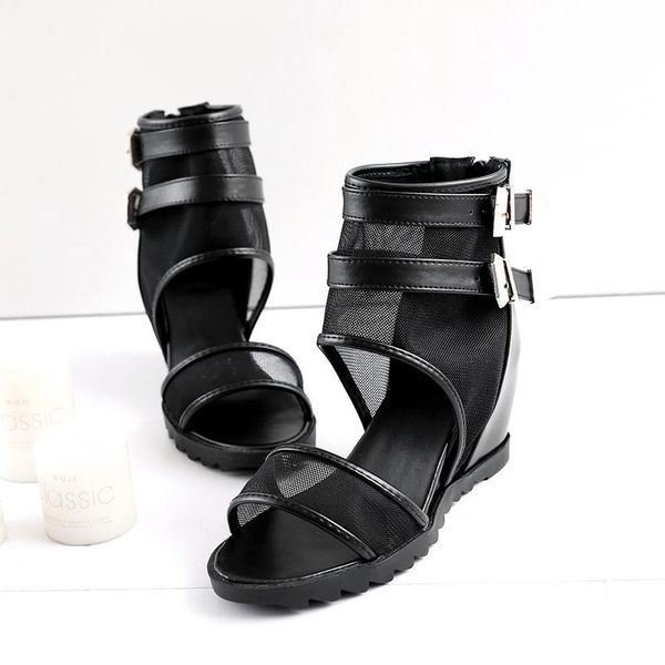 summer fashion mesh casual women's sandals flat bottom hollow high-female open toe breathable shoes, Black
summer fashion mesh casual women's sandals flat bottom hollow high-female open toe breathable shoes, Black