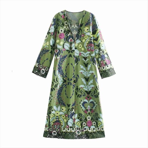 za green long floral summer women dress vintage v neck sleeve casual dresses beach elegant, Black;gray
za green long floral summer women dress vintage v neck sleeve casual dresses beach elegant, Black;gray