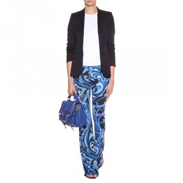 women's pants & capris stunning runway fashion epucci blue geometric print jersey silk long flare luxury brands trousers, Black;white
women's pants & capris stunning runway fashion epucci blue geometric print jersey silk long flare luxury brands trousers, Black;white