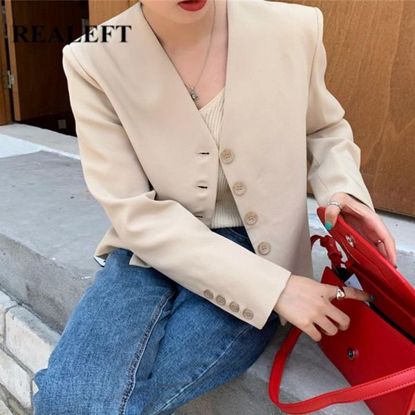 women's suits & blazers realeft spring autumn 2021 v-neck short blazer solid elegant long sleeve office lady casual slim outwear jacket, White;black 
women's suits & blazers realeft spring autumn 2021 v-neck short blazer solid elegant long sleeve office lady casual slim outwear jacket, White;black