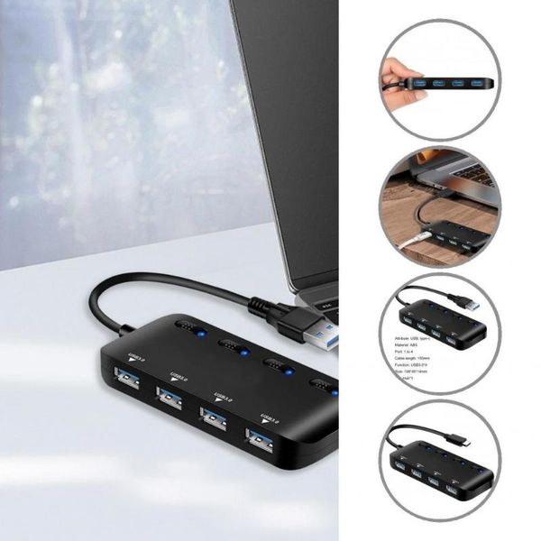 hubs abs practical 4 ports usb3.0 splitter cable hub with indicator light black docking stand stable output for desktop
hubs abs practical 4 ports usb3.0 splitter cable hub with indicator light black docking stand stable output for desktop