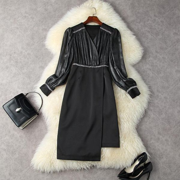 casual dresses european and american women's wear autumn 2022 long sleeve lantern chain splicing fashion black dress, Black;gray
casual dresses european and american women's wear autumn 2022 long sleeve lantern chain splicing fashion black dress, Black;gray