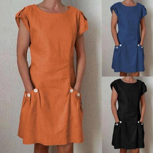 casual dresses summer women's buttons all-match loose solid color skin-friendly soft ladies daily holiday dress vestidos, Black;gray
casual dresses summer women's buttons all-match loose solid color skin-friendly soft ladies daily holiday dress vestidos, Black;gray