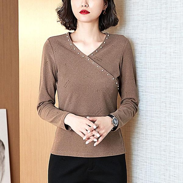 women's blouses & shirts vintage chiffon women's autumn 2021 solid long-sleeved beaded blouse cross v-neck jacquard fashion elegant, White
women's blouses & shirts vintage chiffon women's autumn 2021 solid long-sleeved beaded blouse cross v-neck jacquard fashion elegant, White