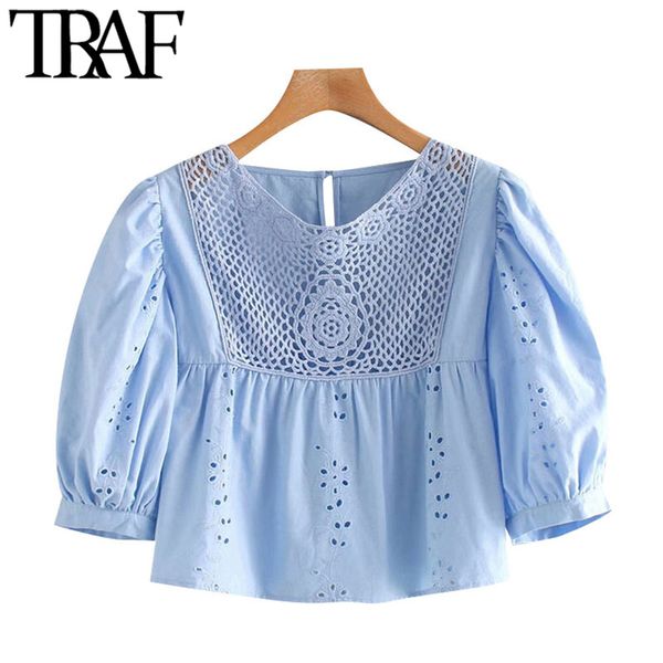 traf women sweet fashion cutwork embroidery cropped blouses vintage puff sleeve ruffled female shirts chic 210415, White
traf women sweet fashion cutwork embroidery cropped blouses vintage puff sleeve ruffled female shirts chic 210415, White
