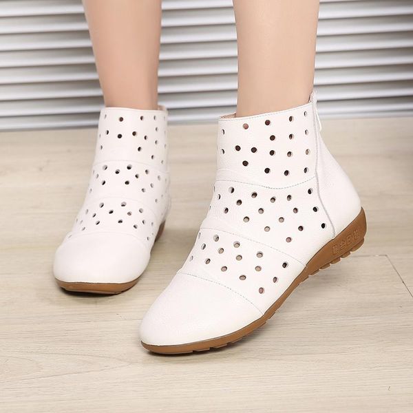 boots 2021 summer ankle genuine leather shoes women low heel back zipper cutout breathable mujer zapatos size 41 42 43, Black
boots 2021 summer ankle genuine leather shoes women low heel back zipper cutout breathable mujer zapatos size 41 42 43, Black