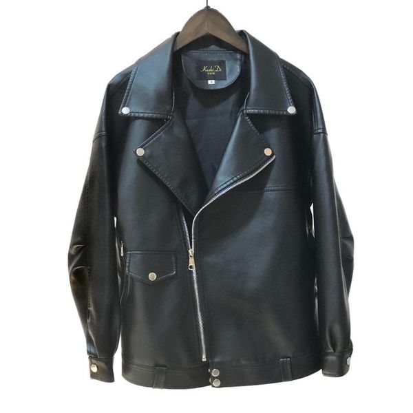 women's leather & faux 2021 fashion women loose motorcycle jackets ladies long sleeve autumn winter biker streetwear coats mulher jaque, Black
women's leather & faux 2021 fashion women loose motorcycle jackets ladies long sleeve autumn winter biker streetwear coats mulher jaque, Black