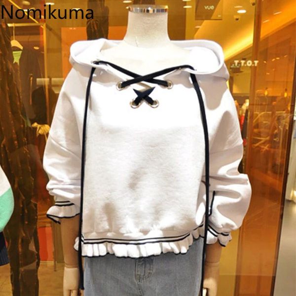 nomikuma causal cross bandage hooded sweatshirt long sleeve korean women jumpers spring new pullover hoodies 6f271 210427, Black
nomikuma causal cross bandage hooded sweatshirt long sleeve korean women jumpers spring new pullover hoodies 6f271 210427, Black