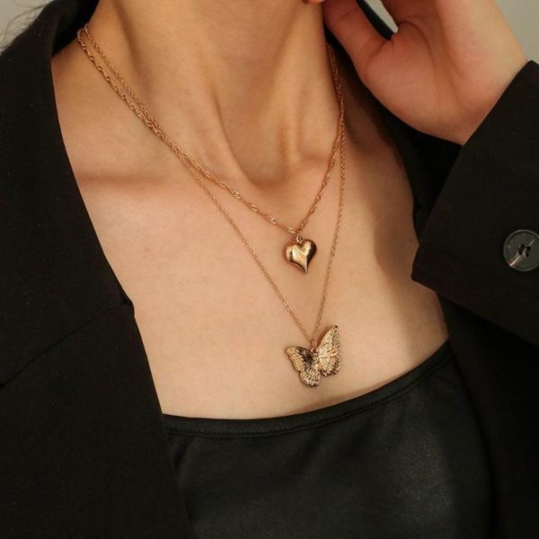 sell double chain gold butterfly necklace heart pendant vintage water women tiny choker jewelry necklaces, Silver
sell double chain gold butterfly necklace heart pendant vintage water women tiny choker jewelry necklaces, Silver
